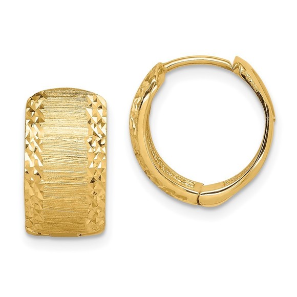 14K D/C and Textured Hoop Earrings - Picture 1 of 4